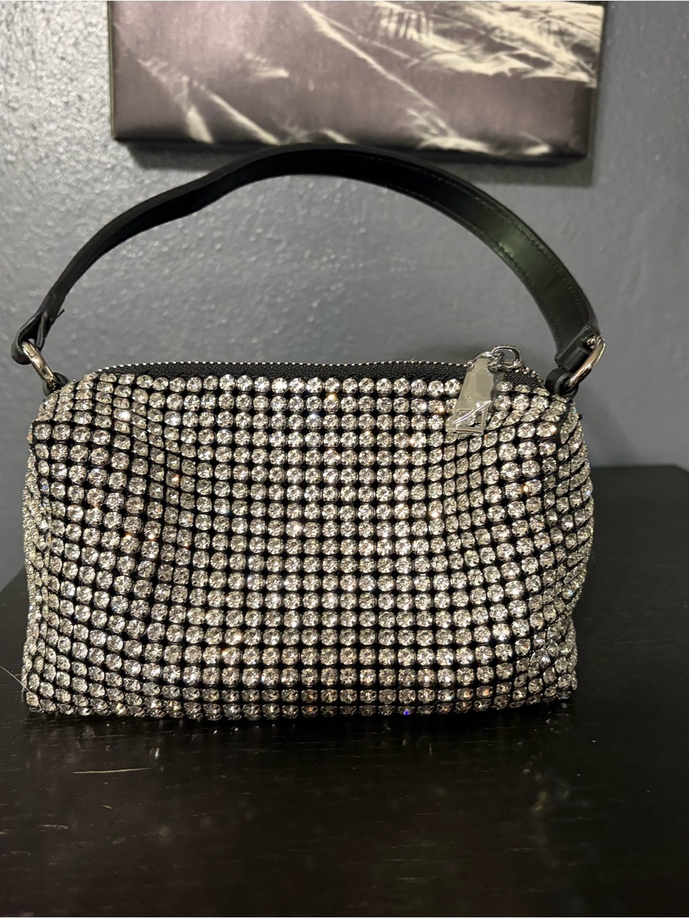 Sparkling Crystal-Embellished Black Bag
